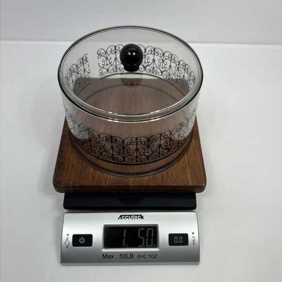 Vintage Cheese Board Mid Century Modern MCM Domed Cloche Wooden Plastic Serving - Picture 13 of 13